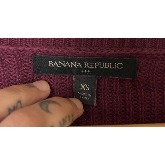 Banana Republic Maroon/Burgundy Oversized Crew Neck Knit Sweater Size XS - Picture 5 of 8